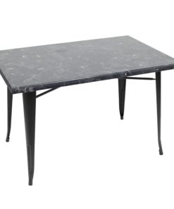 800 x 1200mm Alcantara Black (Marble Look) Isotop Table with Black Tolix Base