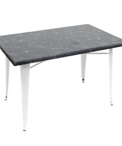 800 x 1200mm Alcantara Black (Marble Look) Isotop Table with White Tolix Base