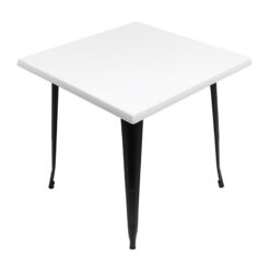 800mm Square White Isotop Table with Black Tolix Base