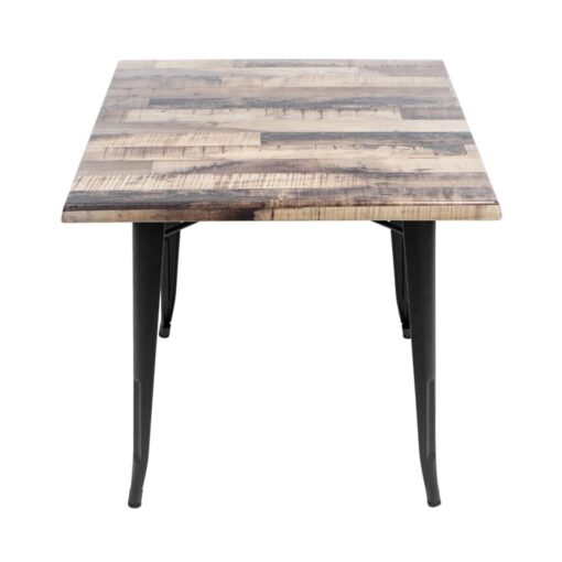 800mm Square Rustic Maple Isotop Table with Black Tolix Base