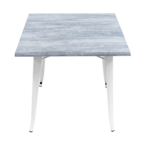 800mm Square Cement Look Isotop Table with White Tolix Base