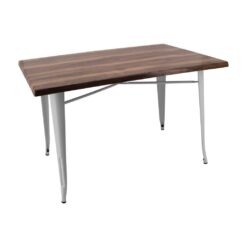 800 x 1200mm Shesman Timber Look Isotop Table with White Tolix Base
