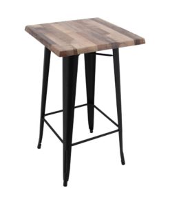 600mm Square Rustic Maple Isotop Table Top with Matte Black Tolix Bar Base