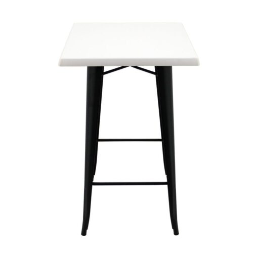 600mm Square White Isotop Table Top with Matte Black Tolix Bar Base
