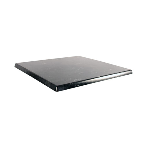 600mm Square Alcantara Black (Marble Look) Isotop Table Top with Matte Black Tolix Bar Base