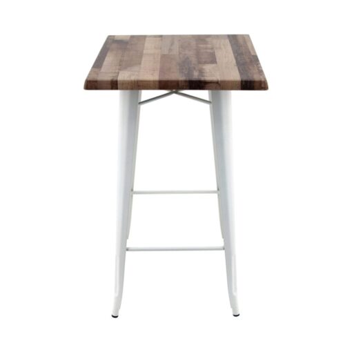 600mm Square Rustic Maple Isotop Table Top with Matte White Tolix Bar Base