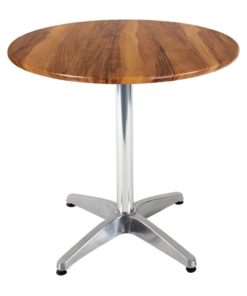 800mm Round Isotop Plus Table in Shesman Timber Look with Silver Roma Base