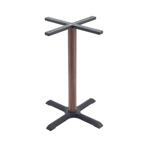 Maxwell Dining Table in Matte Black with Round Walnut Finish Pole