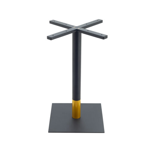Chicago Dining Table in Matte Black with Gold Tip Round Pole