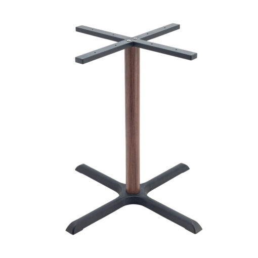Maxwell Large Dining Table in Matte Black with Walnut Finish Round Pole