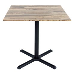 800mm Square Rustic Maple Sliq Isotop Table Top with Black Large Maxwell Base