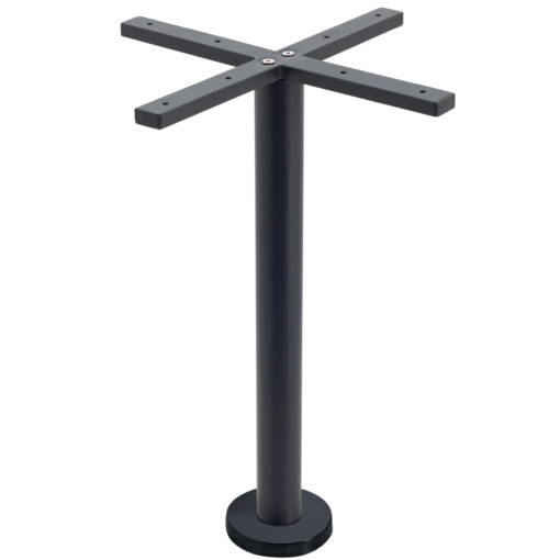 Bolt-In Steel Dining Table in Matte Black with Round Pole