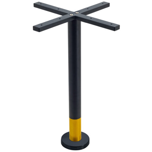 Bolt-In Steel Dining Table in Matte Black with Round Gold Tip Pole