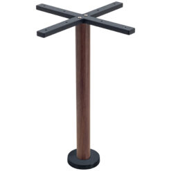 Bolt-In Steel Dining Table with Round Walnut Finish Pole