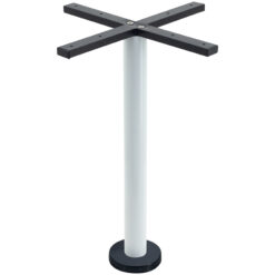 Bolt-In Steel Dining Table in Gloss White with Round Pole