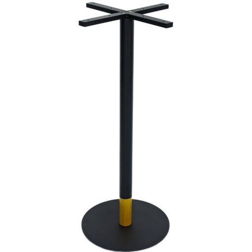 Circular Steel Bar Table in Matte Black with Gold Tip
