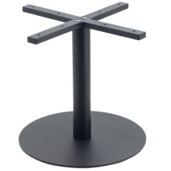Circular Steel Coffee Table in Matte Black with Round Pole