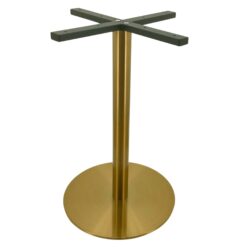 Circular Stainless Steel Dining Table in Gold Finish with Round Pole