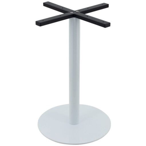 Circular Steel Dining Table in Gloss White with Round Pole