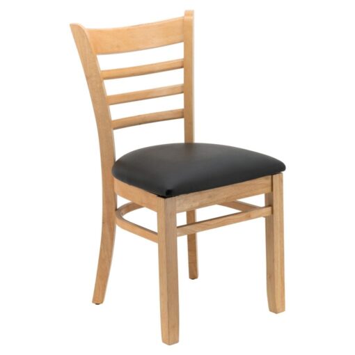 Ladder Back Chair with Black Cushion in Oak