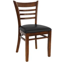 Ladder Back Chair with Black Cushion in Walnut