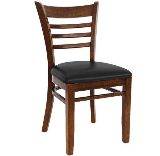 Ladder Back Chair with Black Cushion in Walnut
