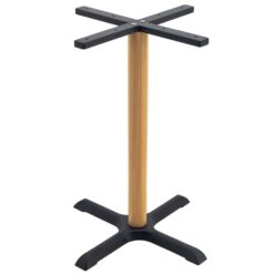 Maxwell Dining Table in Matte Black with Round Oak Finish Pole