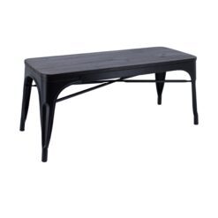 Replica Tolix Bench Seat with Timber Top in Matte Black