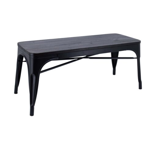 Replica Tolix Bench Seat with Timber Top in Matte Black