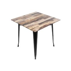 800mm Square Rustic Maple Sliq Isotop Table Top with Black Tolix Base