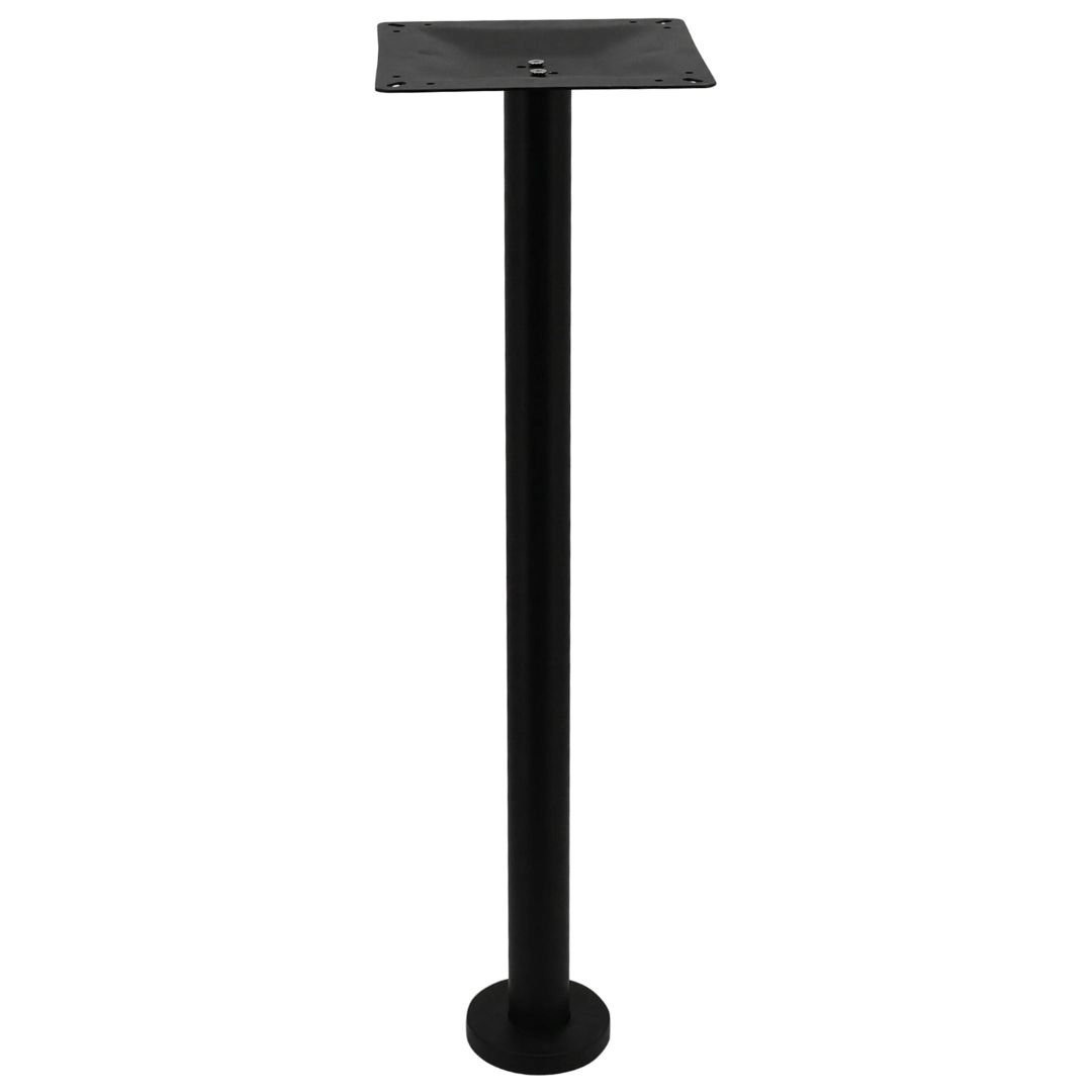 bolt in steel bar table base in matte black with round pole