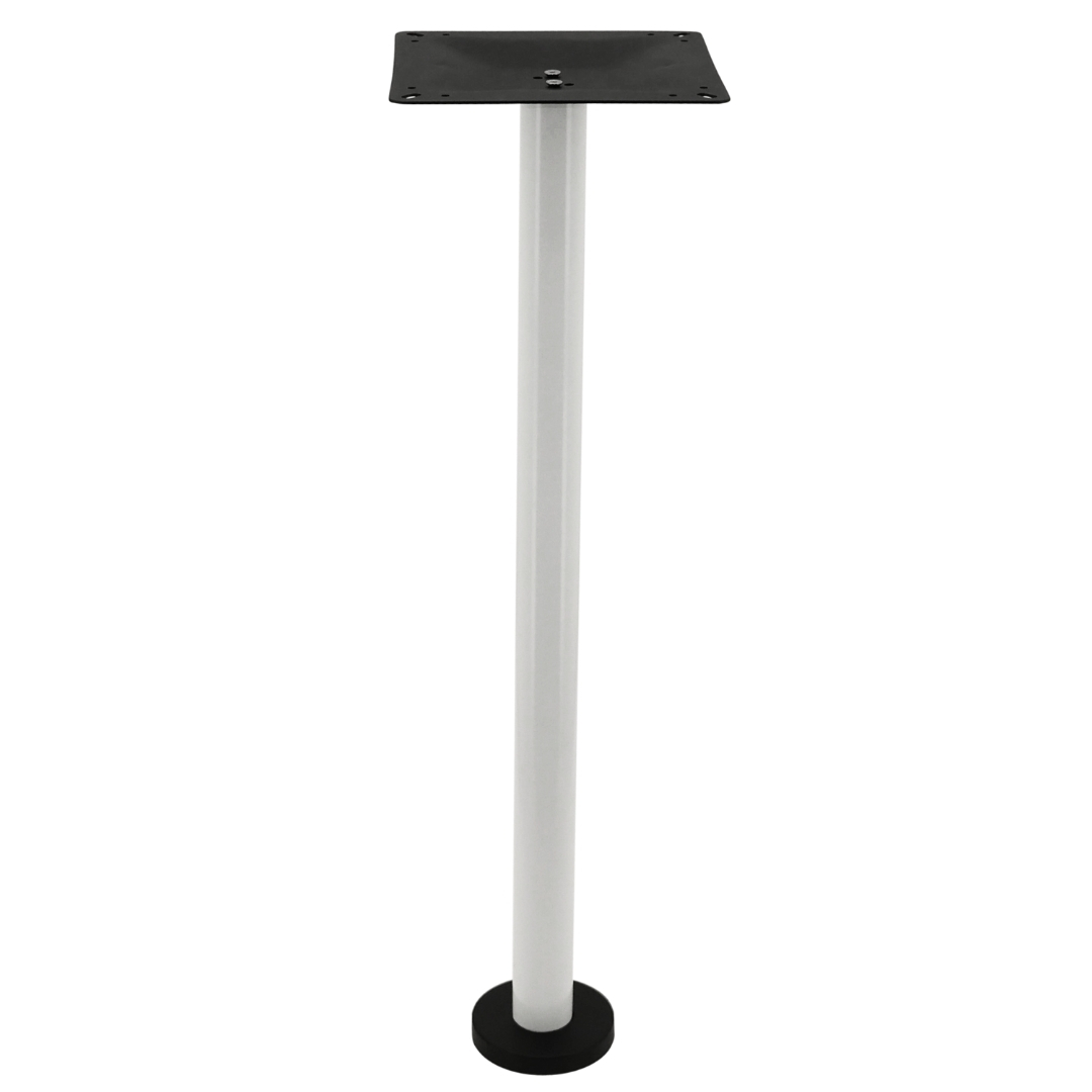 bolt in steel bar table base in gloss white with round pole