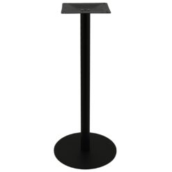 large circular steel bar table base in matte black with round pole