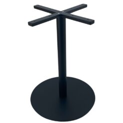 Large Circular Steel Dining Table in Matte Black with Round Pole