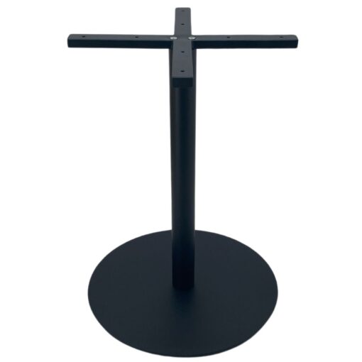 xl circular steel dining table in matte black with round pole