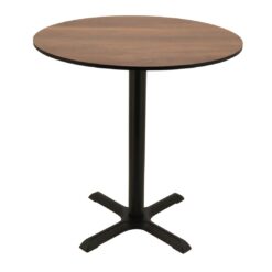 walnut compact round table top with black maxwell base