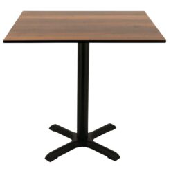 walnut compact table top with black maxwell base 700mm
