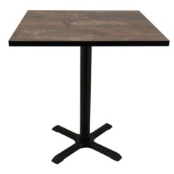recycled blackbutt melamine square table top with black maxwell base