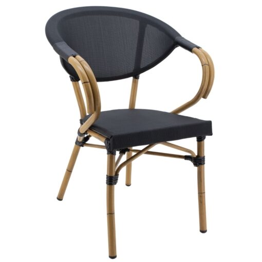 Parisian Chair in Black Texteline with Arms