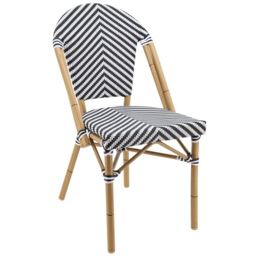 Parisian Chair in Black Texteline V-Pattern Light Frame