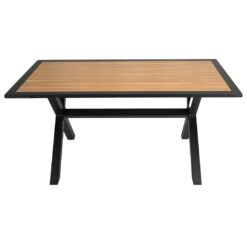 teak aluminium picnic table in matte black 1600mm