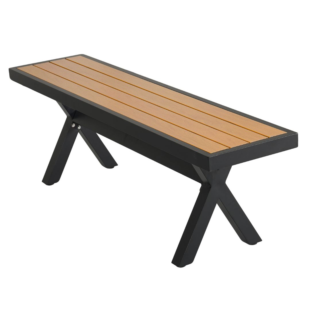 teak aluminium picnic bench in matte black