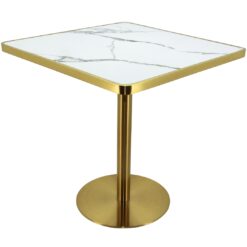 verona marble gold trim porcelain table top with gold circular base