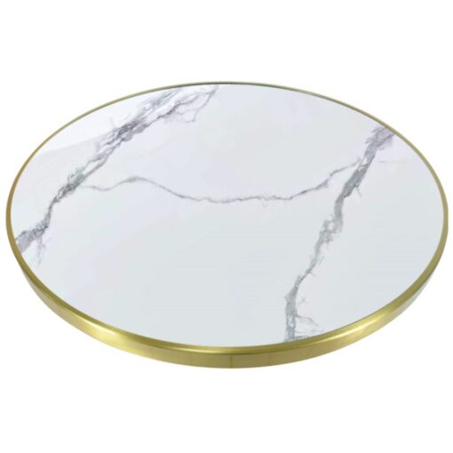 Verona Marble Gold Trim Round 700mm Porcelain Table Top