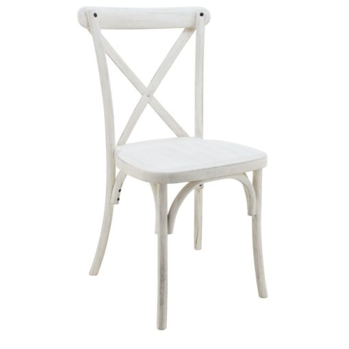 Resin Cross Back Chair with Lime Wash Timber look
