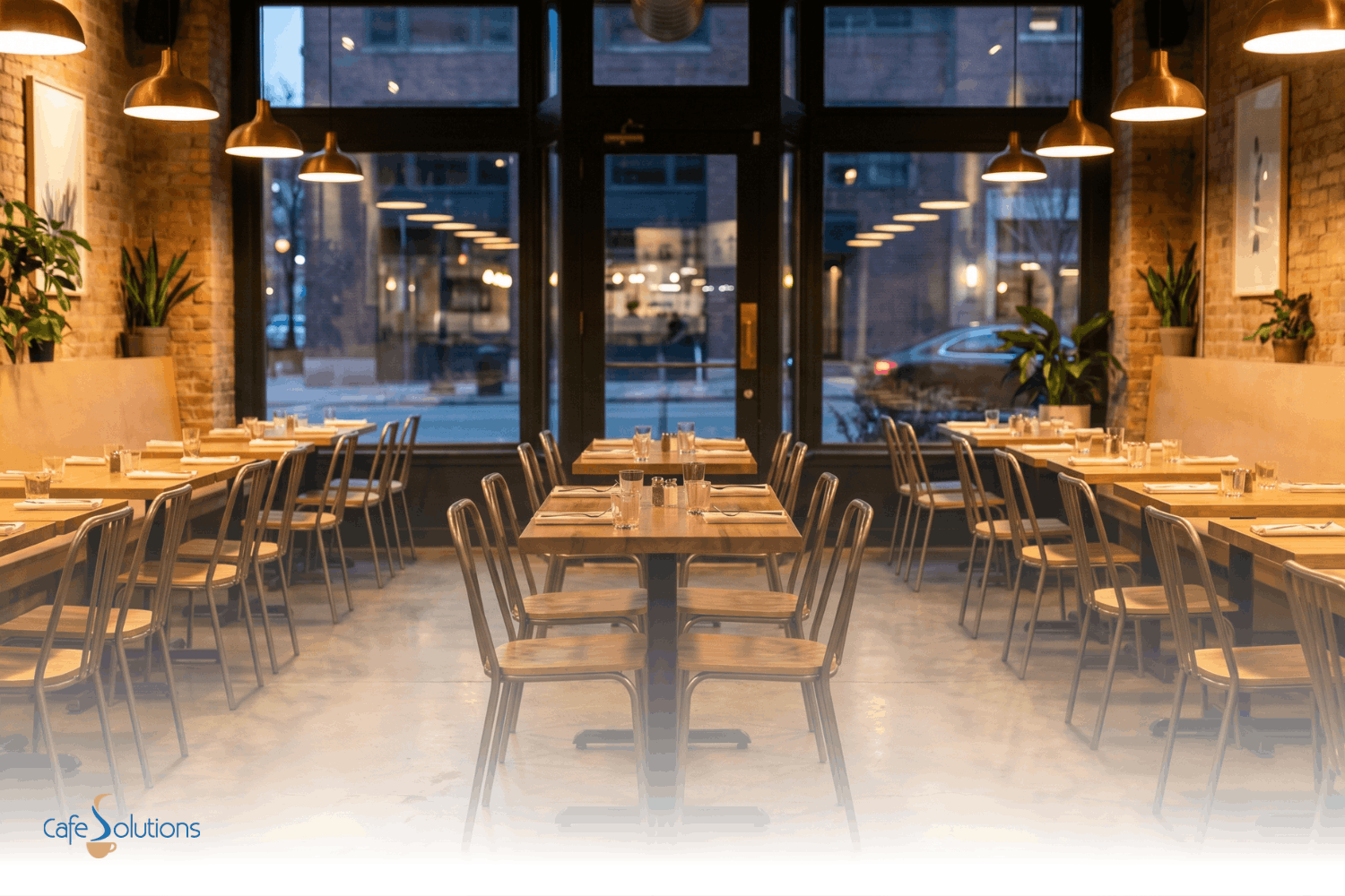 tables and chairs in a restaurant