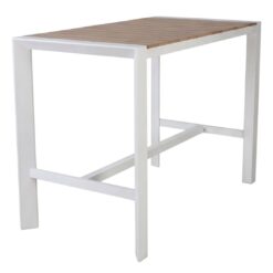teak aluminium & polywood bar table in white 800 x 1510mm (pre order)