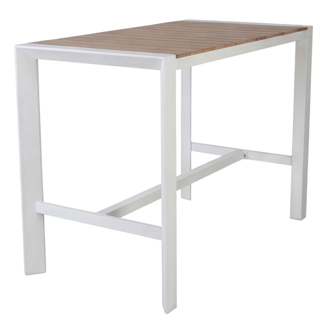 teak aluminium & polywood bar table in white 800 x 1510mm (pre order)