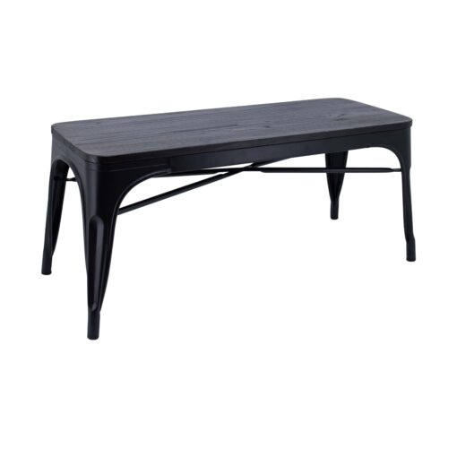 replica tolix bench seat with timber top in matte black