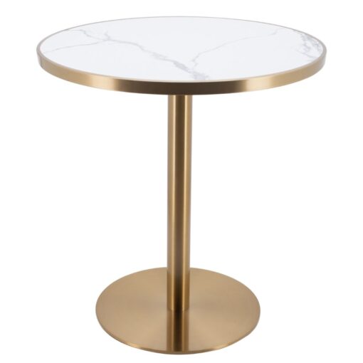 700mm Round Verona Marble Gold Trim Porcelain Table Top with Gold Circular Base